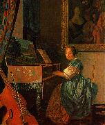Johannes Vermeer A Lady Seated at a Virginal USA oil painting artist